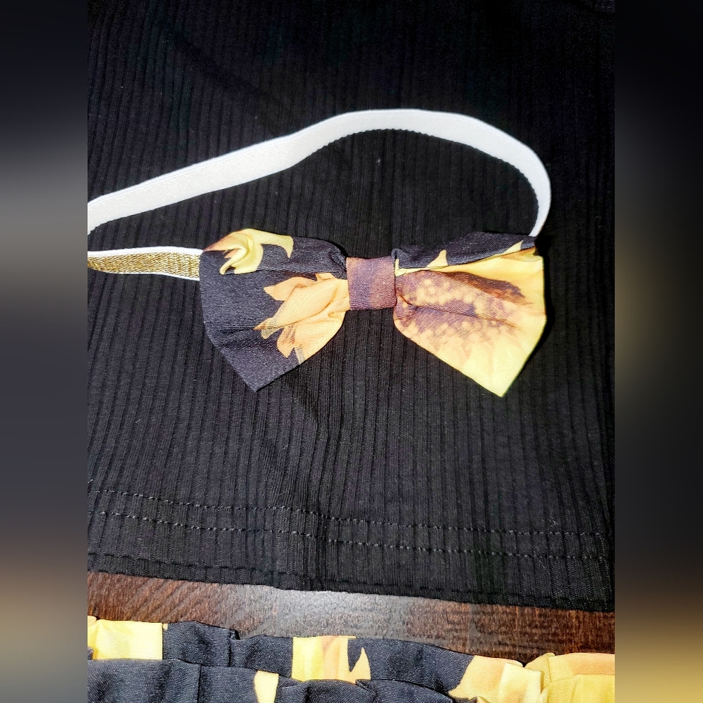 Sunflower Print Kids Outfit with Black Top NIB Sz: 2-3years Old - Picture 4 of 11